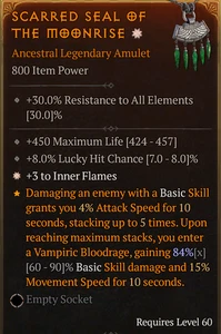 💥DIABLO 4💥STAGIONE 9💥Amuleto Stregone💥GA Fiamme Interne + Vita - Foto 1 di 1