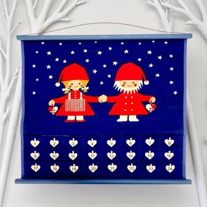 Vintage skandinavischer Weihnachts-Adventskalender handbedruckt in Dänemark Jangaard 17 Zoll - Bild 1 von 20
