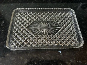 Clear Cut Glass Rectangle Tray Perfect For Dressing Table Or Kitchen - Picture 1 of 6