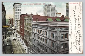 Cincinnati OH View Vine St 3rd St Burnet Schild Interurban Trolley Kraemer Art N4 - Bild 1 von 2