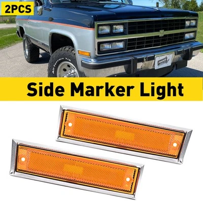 2PC Front Side Marker Lights Fit Chevrolet 81-91 C10 C20 C30 GMC C1500 C2500 - Image 1 of 4