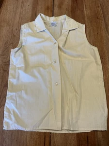 Button Down Shirt Girls Vintage Y2K Beige Sleeveless Button Shirt Top Sz 8 - Picture 1 of 4
