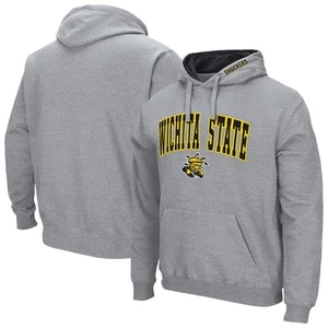 Men's Colosseum Heather Gray Wichita State Shockers Arch & Logo 3.0 Pullover - Picture 1 of 3