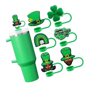 St Patricks Day Strohhalm Abdeckungen Kappe für Stanley Cup 10 mm grün Strohhalm Topper - Bild 1 von 7