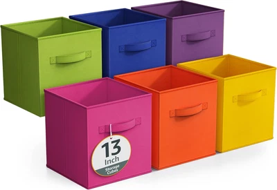 Fabric Storage Cubes - 6 Foldable Storage Bins for Organizing Pantry, Cubbies, T - Image 1 of 4