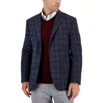 Blazer Traje Tommy Hilfiger Para Hombre Azul Marino/Rosa Cuadros Conrad Ajuste Moderno Talla 48L Foto 1 de 4