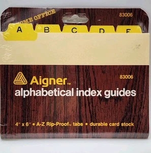 Vintage Avery Aigner Alphabetical Card Guides Set Rip-Proof Tabs 4x6 - Picture 1 of 4