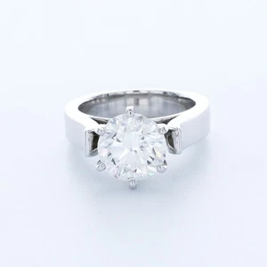 3ct D SI1 Round Natural Certified Diamond 950 Plat. Solitaire Engagement Ring - Picture 1 of 13