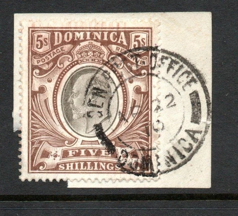 DOMINICA SG #36  Sc.34 1903-07 CROWN CC Fine Used on Piece Cat. £180 Cover