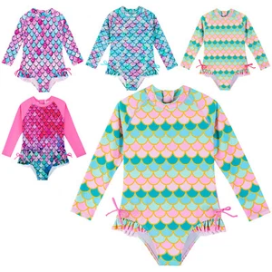 Baby Girls Swimsuit Jumpsuit One-piece Summer Swimwear Pool Fish Scale Beach - Picture 1 of 80