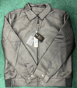 F-Collection Men's XL - Black Vegan Leather Jacket Full Zip Lined - NWT - Picture 1 of 5