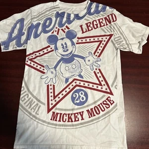 Disney Parks Men's S AMERICAN LEGEND Mickey Mouse T-Shirt RED WHITE BLUE Star - Picture 1 of 7