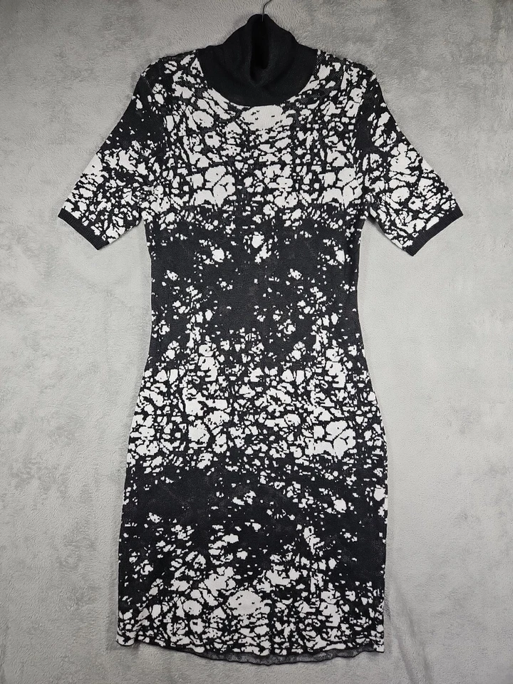 Worthington женщин темно серый, белый водолазка свитер миди платье короткий Slv Sz L  - Изображение 1 из 4