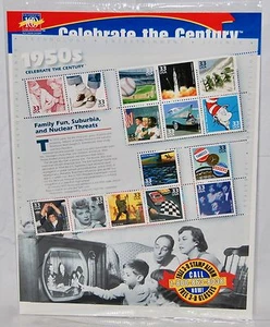 Hoja de 15 estampillas postales de Estados Unidos, Celebra la serie Century - La década de 1950, 33 centavos - Imagen 1 de 3