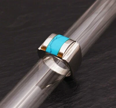 Edelstahl Ring mit Türkis Replik 1   17 18 19 20 21 mm Edelstein 316 Steinschatz - Bild 1 von 2