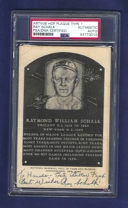 Ray Schalk Autographed HOF B&W Plaque Postcard White Sox Baseball PSA SLABBED - Picture 1 of 1