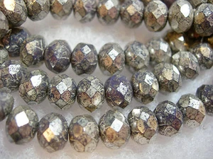 25 cuentas - Rondelle pulidas al fuego checas 8x6 mm púrpura con lavado plateado - Imagen 1 de 2
