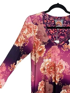 Johnny Was S Carina V Neck Swing Tunic Tee T-Shirt Floral Print Soft Top $160 - Picture 1 of 7