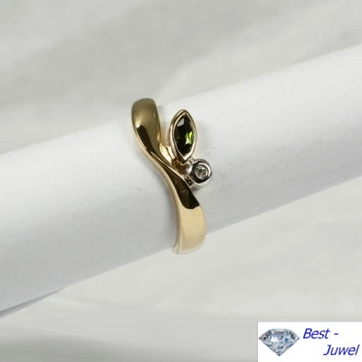 Zarter Ring in 585 Gold mit Turmalin und Diamant - Bild 1 von 4