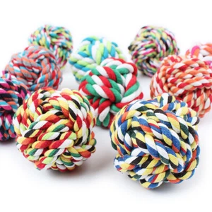 6 Pack Cotton Chewy Rope Ball Dog Toy Small And Medium Dogs Aggressive Chew - Picture 1 of 8
