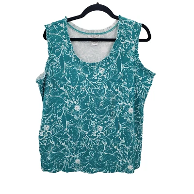 Camiseta sin mangas Hannah 2x estampado floral para mujer plus tejido acanalado sin mangas nueva sin etiquetas Foto 1 de 4