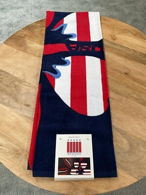 Sonoma Large 40”x 70” USA Hibiscus Flower Beach Towel ~Red/White/Blue~Cotton~NEW - Image 1 of 3