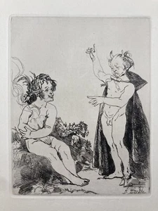 GRAVURE BERNARD NAUDIN EAU FORTE SUR JAPON DIABLE - Picture 1 of 10