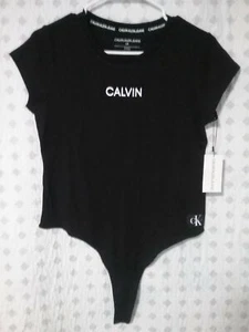 Calvin Klein Full Bodysuit Jeans Logo Graphic Color Black Size Large - Picture 1 of 10