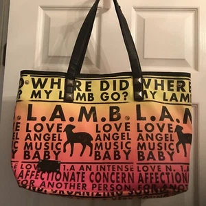 L.A.M.B. Huntley VINTAGE Tote Bag Sunrise Neon Rasta Ombre Gwen Stefani - Picture 1 of 7