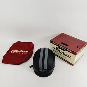 Indian Motorcycle Half Helmet with Gray Stripe Durable Lightweight Black Small - Picture 1 of 11