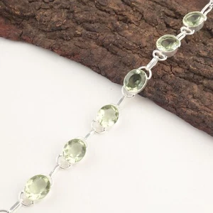 Bracciale originale verde ametista argento sterling catena madre elegante anniversario - Foto 1 di 8