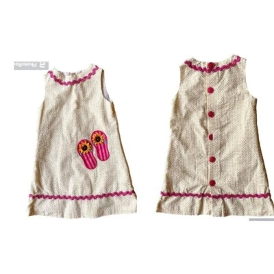 Vestido The Bailey Meninos Meninas Seersucker Amarelo Branco Chinelos Botões Traseiros - Imagem 1 de 4