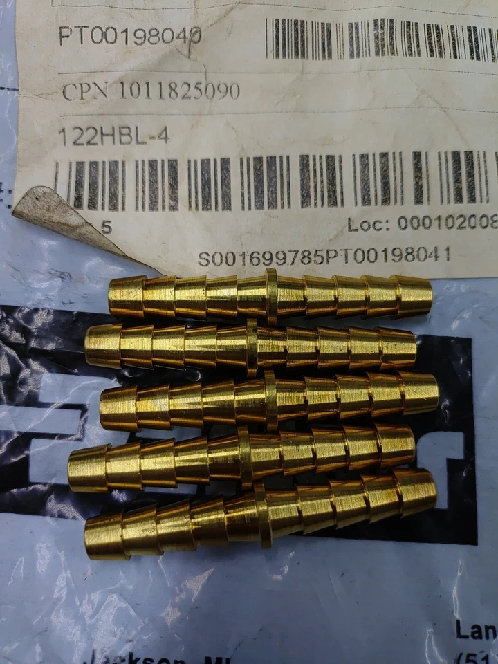(5) Parker 122-HBL-4 Brass Fitting 1/4" Hose Barb to 1/4" Hose Barb - Image 1 of 1