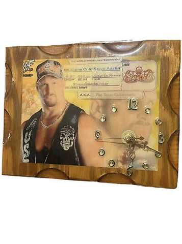 WWF STONE COLD STEVE AUSTIN WALL CLOCK Aprx 8”x6” Cover