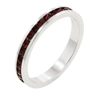 Stackable Channel Set Garnet CZ Eternity Band SZ 9 - Picture 1 of 4