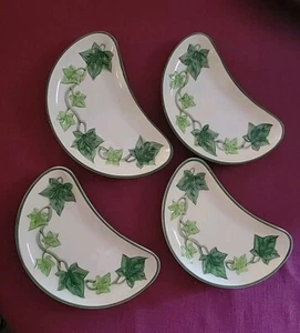 4 Set Vintage Franciscan Ivy 8" Crescent Shape Salad Plates Rare HTF Excellent - Picture 1 of 6
