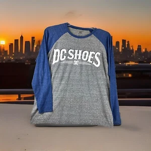 DC Shoes Women’s Skater Long sleeve T Shirt Gray With Blue Graphic Pullover - Picture 1 of 9