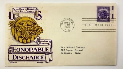 Honorable Discharge WWII Veterans 1946 FDC First Day Cover Washington HH348 - Image 1 of 4