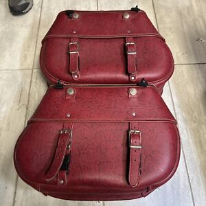 Set Of 2!! Saddle Bag Faux Red Leather Indian Head Nickels