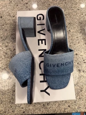 Nuevas Sandalias Auténticas Givenchy Denim Gradiente Tacón Bloque Foto 1 de 4
