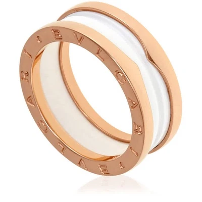 BVL347013 Bvlgari B.Zero1 ouro rosa 18K e cerâmica branca 2 bandas - Escolha o tamanho - Imagem 1 de 4