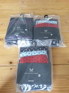 Crew Clothing Men's Cotton Boxer Shorts 3 X 3 Pack Size Medium NEW - Picture 1 of 7