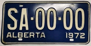 SAMMLERSTÜCK NUMMERNSCHILD MUSTER KANADA ALBERTA 1972 SA 00 00 - Bild 1 von 3