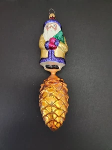 Christopher Radko “Papá Noel bávaro en gota de cono de pino” adorno de Navidad - Imagen 1 de 7