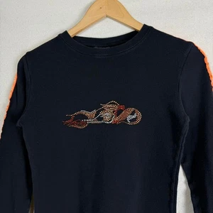 Rhinestone Biker Girl Long Women's L Sleeve - Picture 1 of 6
