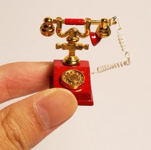 1/6 Scale Retro Telephone Model Metal Red/Black/Pink - Picture 1 of 5