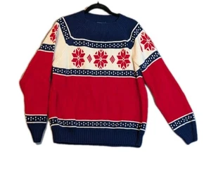 JCPenney Christmas Sweater Men XL Acrylic Long Sleeve Fair Isle VTG Snowflake - Picture 1 of 7