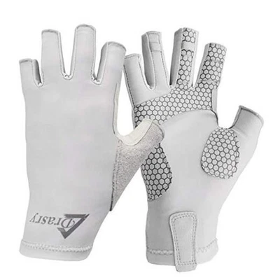 UV Protection Fishing Fingerless Gloves - Men & Women UPF 50+ SPF Small Gray - Image 1 of 4