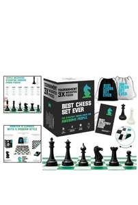 Competitive Chess Set: 3X Weighted Staunton Pieces & Portable Silicone Board - Picture 1 of 6