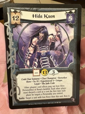Signed! Autograph! Hida Kuon L5R Legend of the Five Rings CCG Card Rare Crab - Image 1 of 2